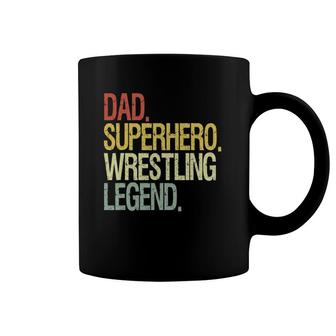 Wrestling Dad Superhero Wrestling Legend Coffee Mug | Mazezy