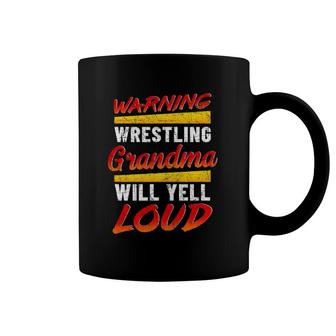 Wrestling Grandma Gift Warning Will Yell Loud Wrestle Coffee Mug | Mazezy