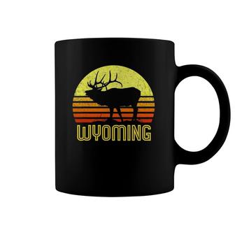 Wyoming Elk Hunter Dad Vintage Retro Sun Bow Hunting Gift Coffee Mug | Mazezy