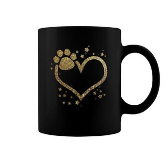 Yellow Paw Print Heart Cute Dog Cat Love Valentine's Day Coffee Mug | Mazezy