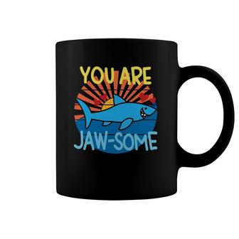 You Are Jawsome Awesome Cute Shark Valentines Retro Vintage Coffee Mug | Mazezy