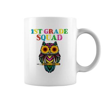 1St Grade Squad Sunflower Owl 1St Grade Teacher Coffee Mug | Mazezy