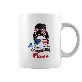 4Th Of July All American Mama Messy Bun All American Mama Coffee Mug | Mazezy