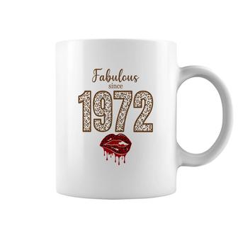 50Th Birthday Gift Fabulous Since 1972 Leopard Red Lips Coffee Mug - Seseable