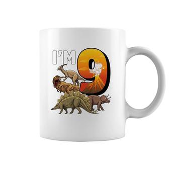 9 Year Old Dinosaurs Birthday 9Th Party Paleontologist Boys Coffee Mug | Mazezy