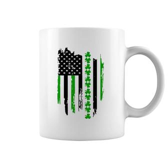 American Flag Shamrock Lucky Clover Irish St Patrick's Day Coffee Mug | Mazezy