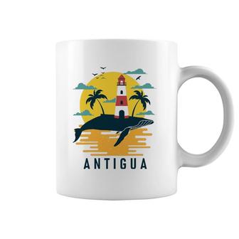 Antigua Palm Tree Lighthouse Sunset Souvenir Tourist Coffee Mug | Mazezy
