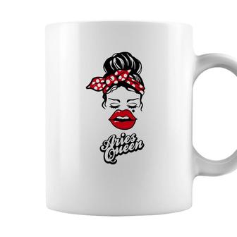 Aries Girls Aries Queen With Red Lip Gift Birthday Gift Coffee Mug - Seseable