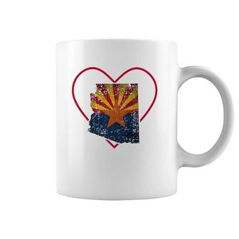 Arizona Love T Distressed Look State Flag Heart Coffee Mug | Mazezy