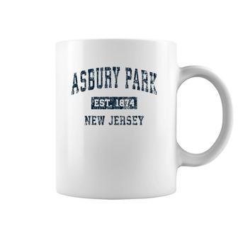 Asbury Park New Jersey Nj Vintage Sports Design Navy Print Coffee Mug | Mazezy