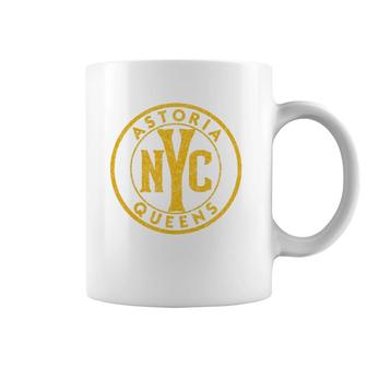 Astoria Queens Nyc Vintage Sign Distressed Amber Print Coffee Mug | Mazezy