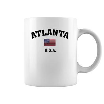 Atlanta Usa With American Flag Coffee Mug | Mazezy