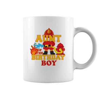 Aunt Of The Birthday Boy Firetruck Firefighter Party Coffee Mug | Mazezy