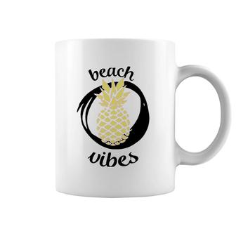 Beach Vibes - Funny Pineapple Vacation Plus Size Coffee Mug | Mazezy
