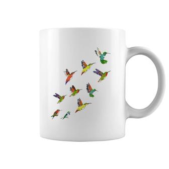 Beautiful Hummingbird Flock Of Birds Colorful Hummingbird Coffee Mug | Mazezy