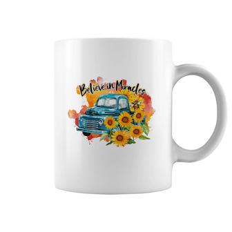 Believe In Miracles Sunflower Truck Coffee Mug - Seseable