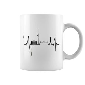 Berlin Skyline Heartbeat Germany Fan Coffee Mug | Mazezy