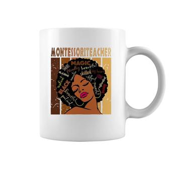 Black Montessori Teacher Afro African American Woman Coffee Mug | Mazezy