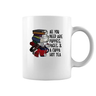 Book Reader Puppies Pages And Hot Tea Reading Library Coffee Mug | Mazezy AU