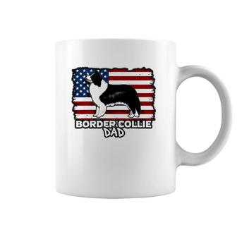 Border Collie Dad Dog American Flag Coffee Mug | Mazezy
