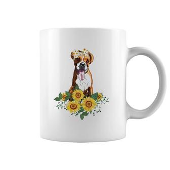 Boxer Dog Sunflower Funny Boxer Lover Gifts Dog Mom Dad Coffee Mug | Mazezy