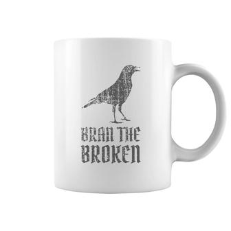 Bran The Broken And Raven Distressed Coffee Mug | Mazezy
