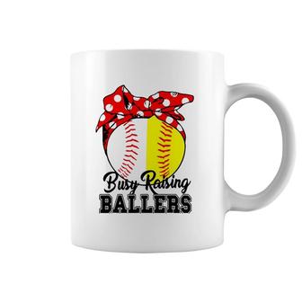 Busy Raising Ballers Softball Baseball Mom Life Mother's Day Coffee Mug | Mazezy