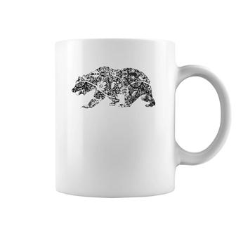 California Republic Bear Floral Pattern Coffee Mug | Mazezy