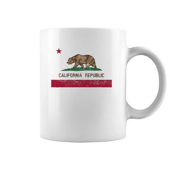 California State Flag Grizzly Bear Cali Distressed Style Coffee Mug | Mazezy