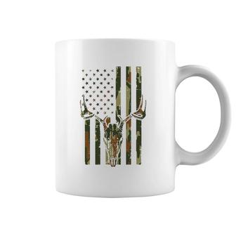 Camo Us Flag Deer Skull Vintage Hunting Patriotic Hunt Dad Coffee Mug | Mazezy
