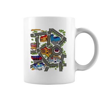 Car Play Mat Race Track Road Map Rug Design Illustration Coffee Mug | Mazezy