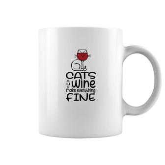 Cat And Wine Make Everything Fine Coffee Mug | Mazezy