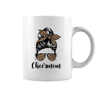 Cheer Mom Leopard Messy Bun Lovers Mother Soccer Lover Coffee Mug | Mazezy