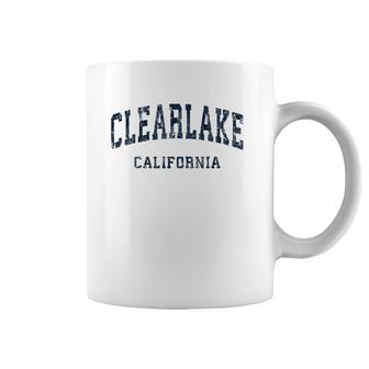 Clearlake California Ca Vintage Varsity Sports Navy Design Coffee Mug | Mazezy