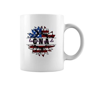 Cna Gift Appreciation Love What You Do American Flag Sunflower Patriotic 4Th Of July Coffee Mug | Mazezy DE