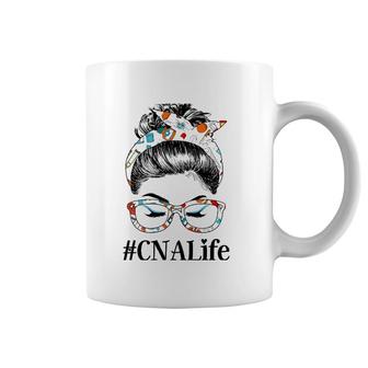 Cna Life Messy Hair Woman Bun Healthcare Worker Coffee Mug | Mazezy CA