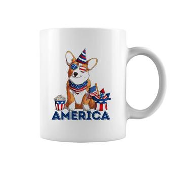 Corgi Dog American Flag Sunglasses Patriotic 4Th July Merica Coffee Mug | Mazezy