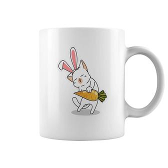 Cute Bunny Cat With Carrots Funny Easter Day Gift Kid Coffee Mug - Seseable