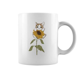 Cute Cat Florist Beautiful Yellow Flower Floral Sunflower Coffee Mug | Mazezy