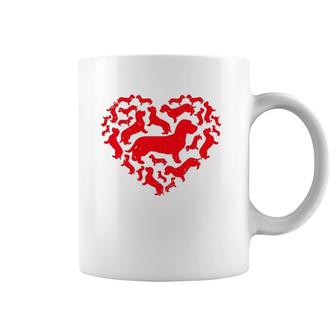 Cute Valentine's Day Dachshund Dog Hearts Puppy Lover Coffee Mug | Mazezy