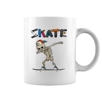 Dabbing Skater For Boys And Men Skeleton Skateboard Coffee Mug | Mazezy