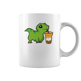 Dinosaur Drinking Bubble Tea Funny Boba Tea Coffee Mug | Mazezy