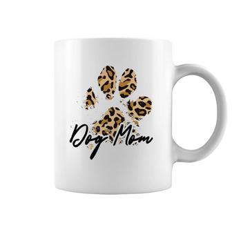 Dog Mom Gift Leopard Paw Print Fur Mama Coffee Mug | Mazezy