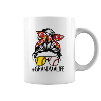 Dy Messy Bun Mothers Day Softball Baseball Grandma Life Coffee Mug | Mazezy