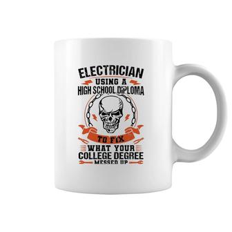 Electrician Using A High School Diploma Electric Coffee Mug | Mazezy