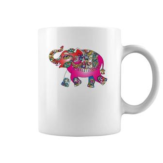 Elephant Mandala Design - Colorful Rainbow Psychedelic Coffee Mug | Mazezy