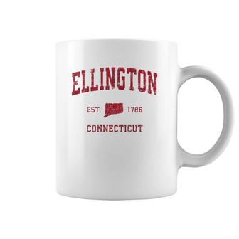 Ellington Connecticut Ct Vintage Sports Design Red Print Coffee Mug | Mazezy