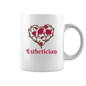 Esthetician Heart Shaped Flowers Red Roses Esthetician Coffee Mug | Mazezy