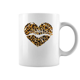 Fashion Leopard Love Heart Print Lips Womens Gift Idea Coffee Mug | Mazezy