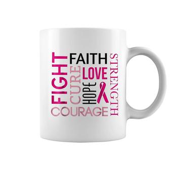 Fight Faith Love Hope Pink Ribbon Coffee Mug | Mazezy